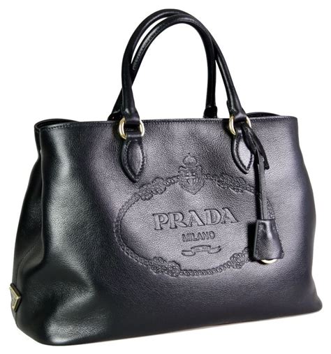 prada leather bag women black